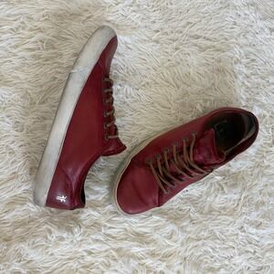 Frye Mens Leather Low Top Sneakers Casual Walking Shoes  Red Size 9